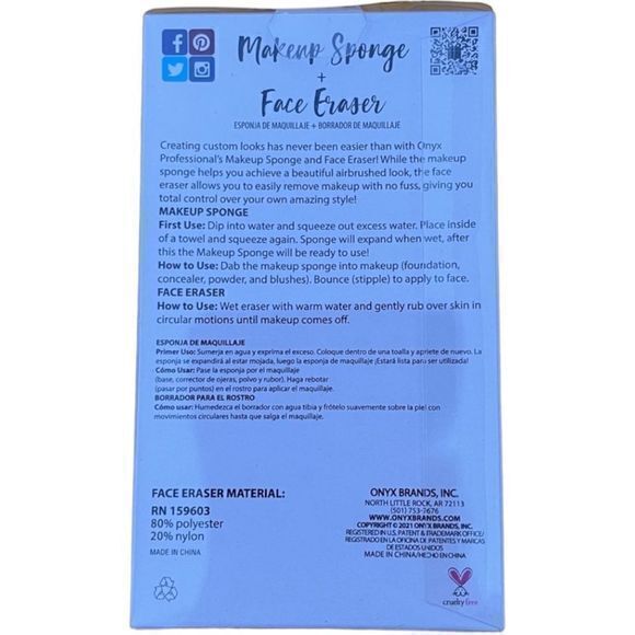 FREE NWT‎ Onyx 2 Piece Make Up Sponge & Face Eraser Cloth Gift Set - Picture 3 of 3